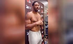 Myles Garrett Meat Swinging During Interview